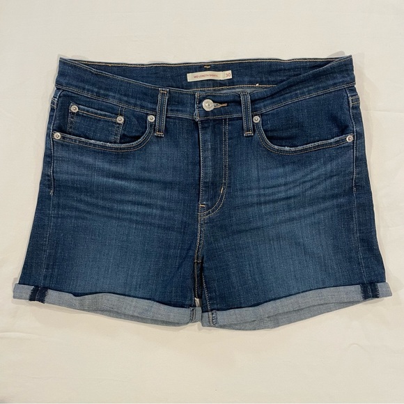 Levi's Pants - Levis Denim Shorts Womens 10 30 Mid Length Lapis Smile Medium Blue Jeans Cuffed